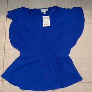 Blue V-neck Blouse NEW